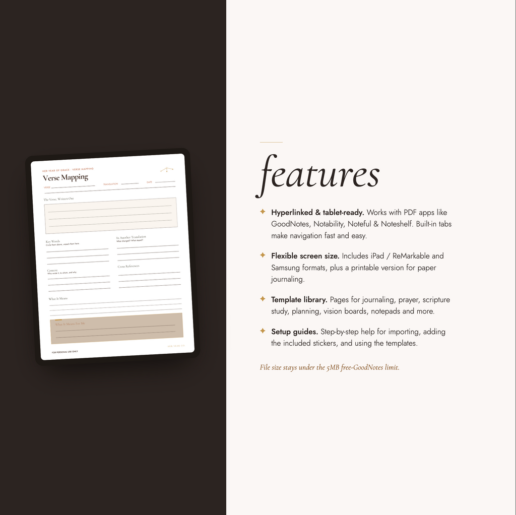 Her Quiet Time – Digital Bible Study & Prayer Journal for GoodNotes, iPad, Printable