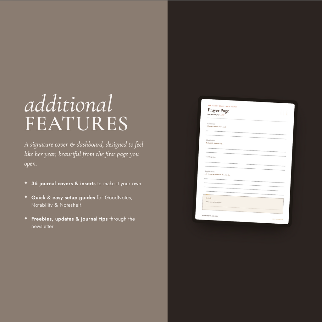 Her Quiet Time – Digital Bible Study & Prayer Journal for GoodNotes, iPad, Printable